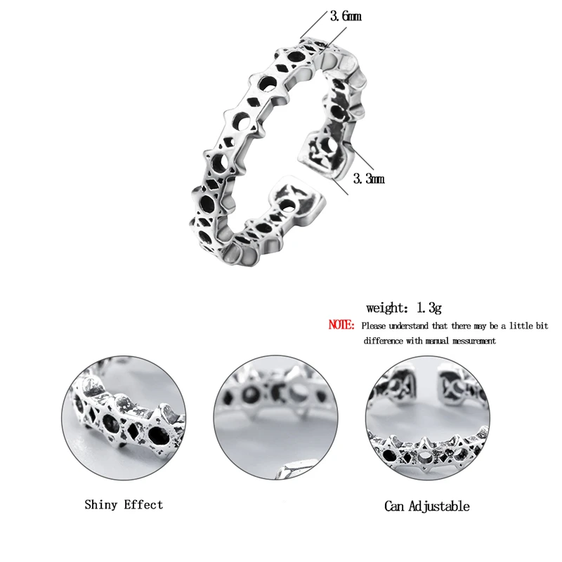 Cxwind панк пентаграмма стекируемое кольцо ретро звезды Регулируемые кольца на