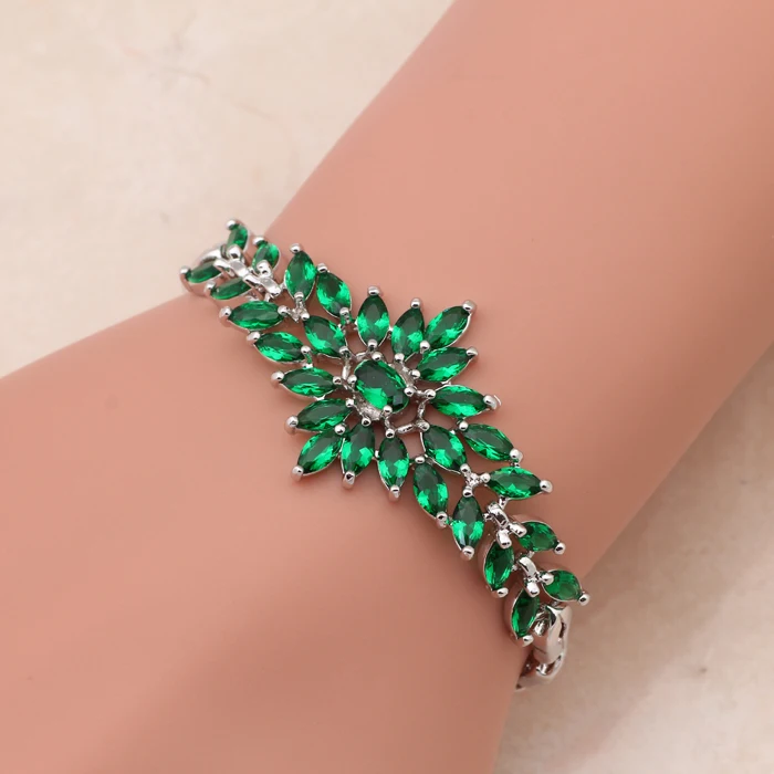ROLILASON фантазии изящный дизайн vibe Зеленый Кристалл Циркон Серебряный браслет