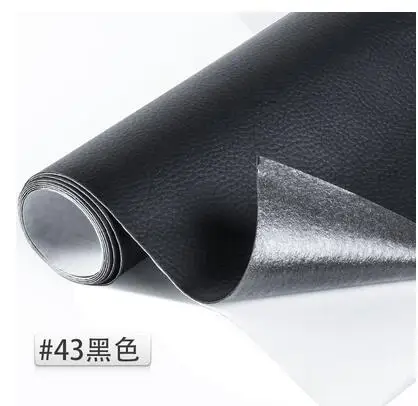 43 Black 50*138 см тисненая клейкая кожа личи искусственная кожа ткань задний клей искусственная Синтетическая кожа ткани DIY сумка обивка дивана Однотонная искусственная искусственная кожа Ткань для шитья DIY Сумка Обувь Матер - Цвет: 43 Black