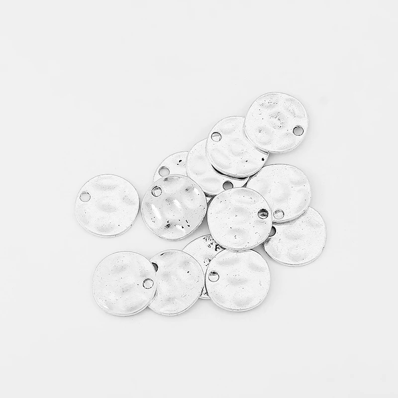 

20pcs Hammered Round Charms Pendants Fit DIY Necklace Jewelry Making Findings 14mm
