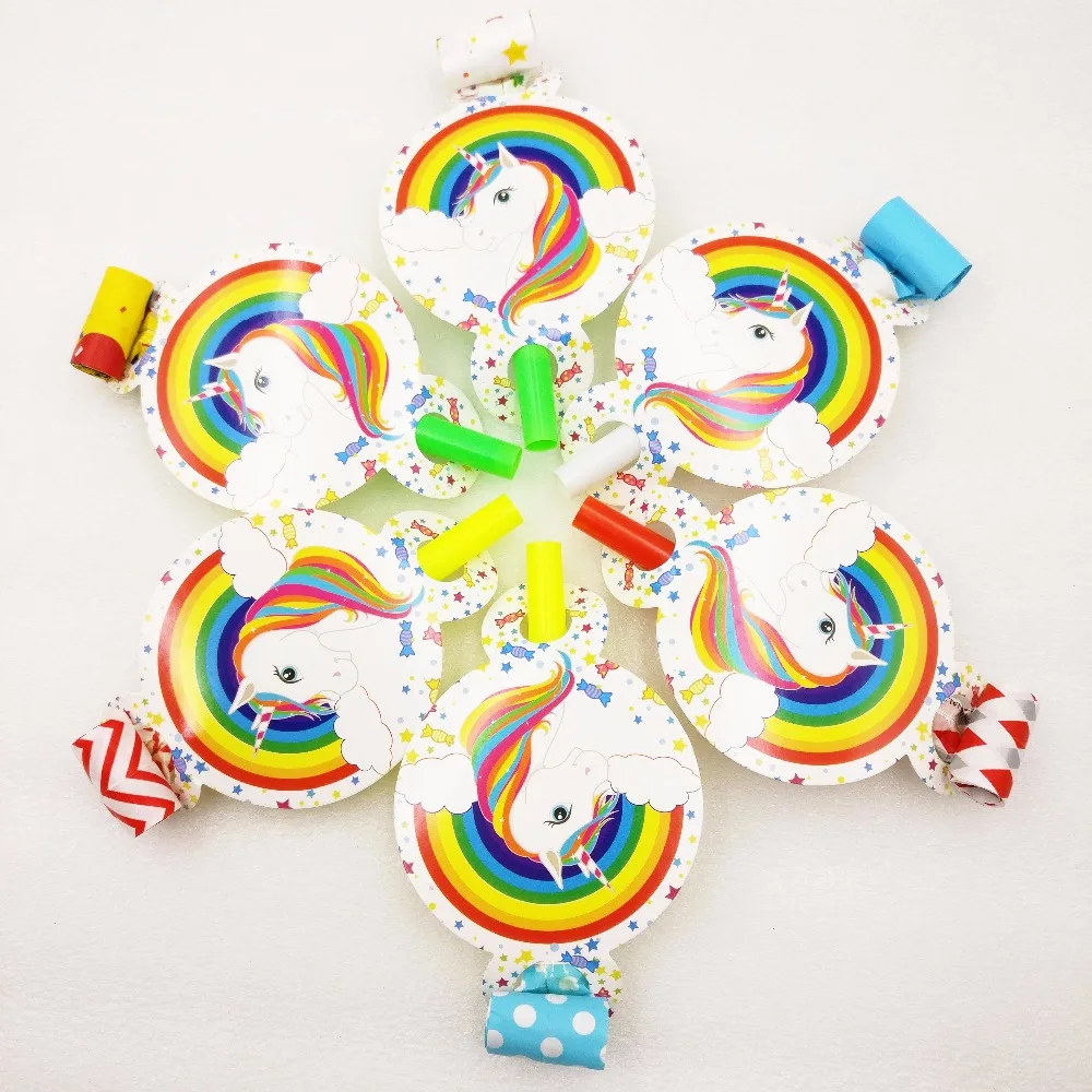 6 шт./пакет Красочные Единорог со смешными героями из мультфильмов свистки