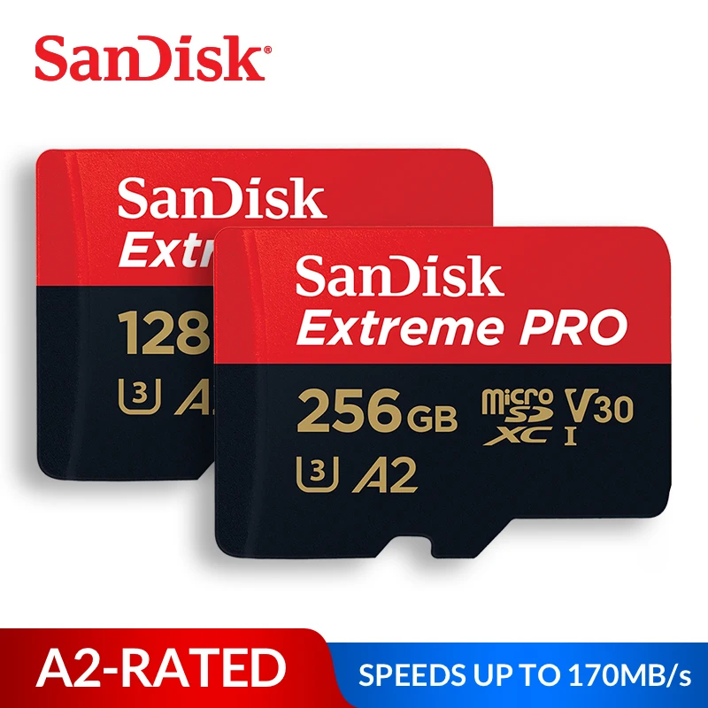 כרטיס זיכרון SanDisk Extreme Pro מיקרו SD 32GB 64GB 128GB 256GB 400GB TF SDHC/SDXC UHS-I C10 U3 V30 A2 כרטיס עבור Smartphone Drone
