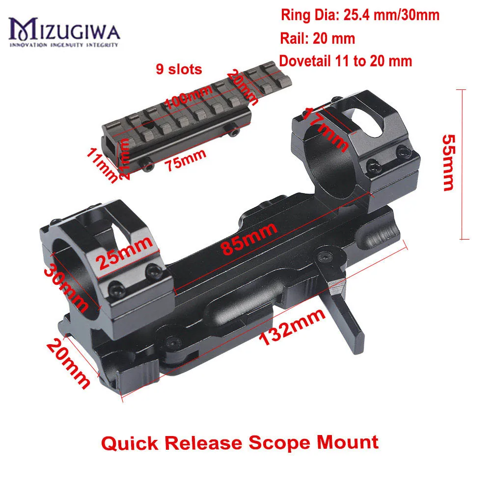 Крепление для QR Scope 30 мм 1 дюйм 25 4 кольца W/Stop Pin Zero Recoil Base 11 до 20 адаптер Picatinny Rail Weaver