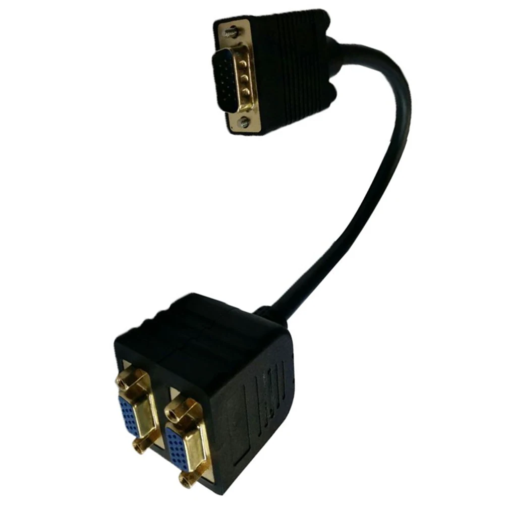 Позолоченный VGA (HD15) папа к женскому x 2 (1 шт. мониторам) для видео сплиттер с