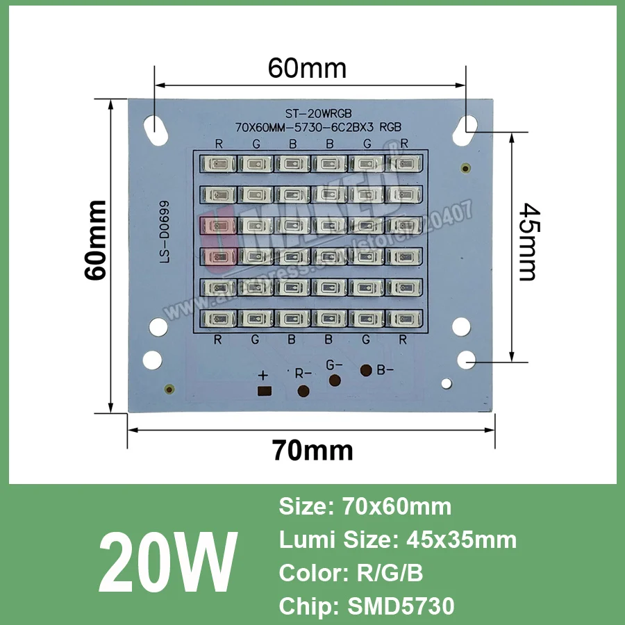 50 Вт RGB цветной светодиодный прожектор PCB 92x80 мм SMD5730 светодиодная плата источник