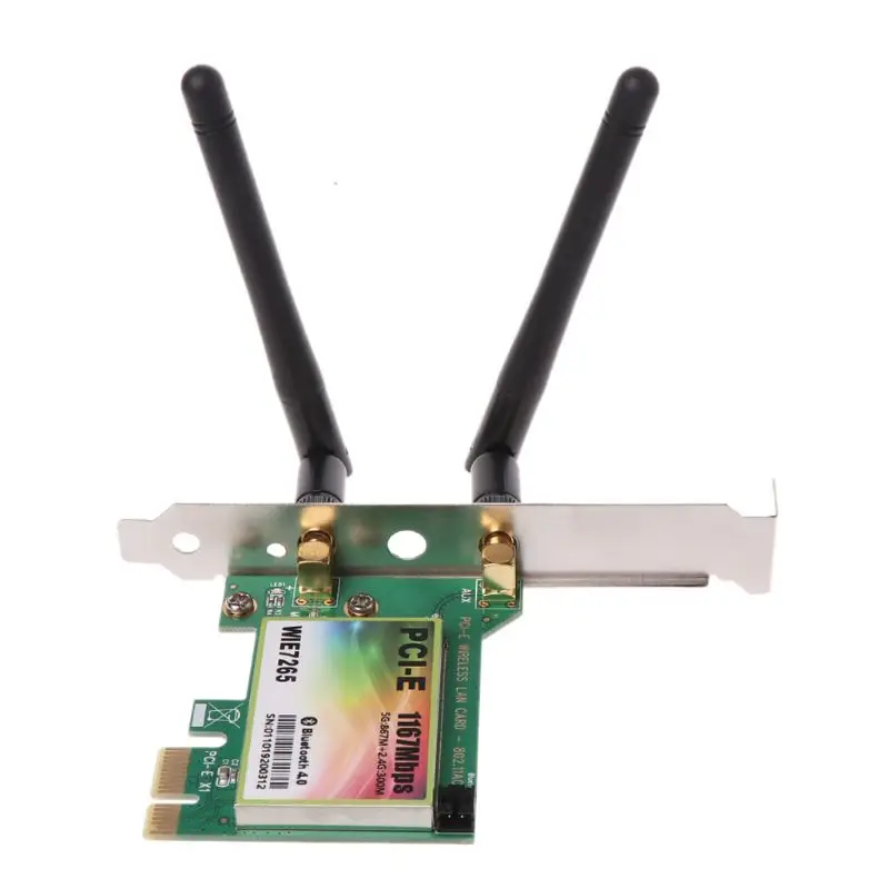 

1Set 1200Mbps Wireless WiFi Network Card Bluetooth 4.0 Dual Band PCI-Express Adapter Desktop Card