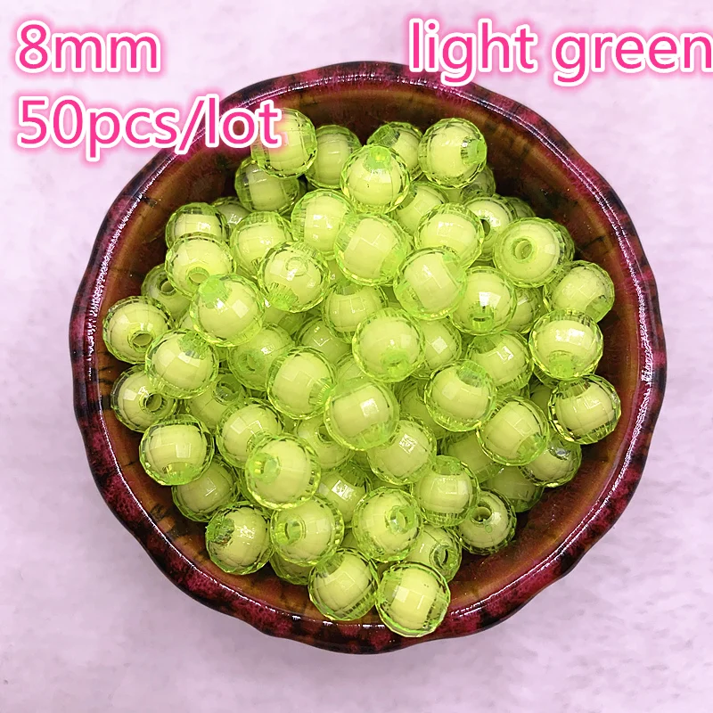 

New 50pcs 8mm Faceted Earth 15 Colors Acrylic Loose Spacer Beads for Jewelry Making DIY Bracelet #01