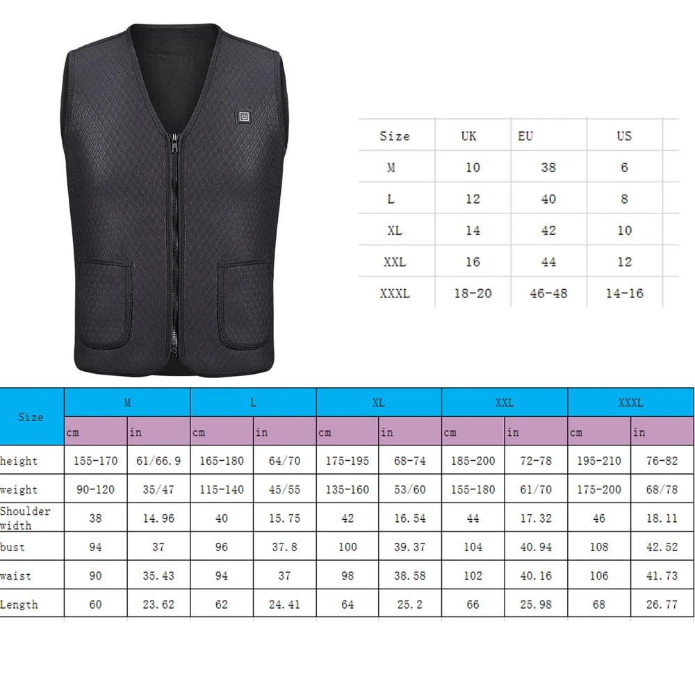 Универсальный теплый жилет с электроподогревом и USB для мужчин женщин теплое