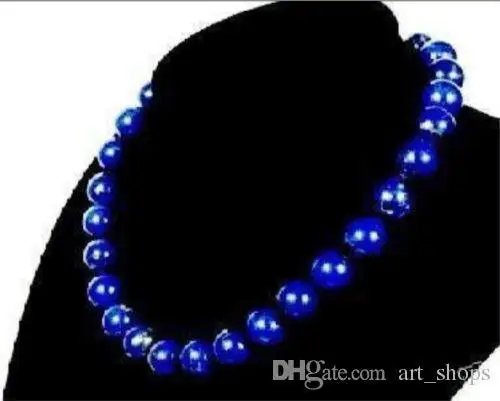

Stunning!8mm Egyptian Lapis Lazuli Necklace AAA 18"n18>>> free shipping