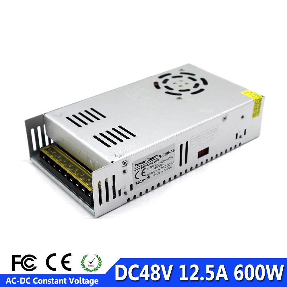 Источник питания постоянного тока 48В 12.5A 600W Светодиодный драйвер Трансформатор
