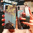 Чехол с ремешком на запястье для iPhone XR XS Max, чехол в стиле ретро с цветами и птицами для iPhone 6, 6S, 7, 8 Plus, X, XS, чехол с держателем
