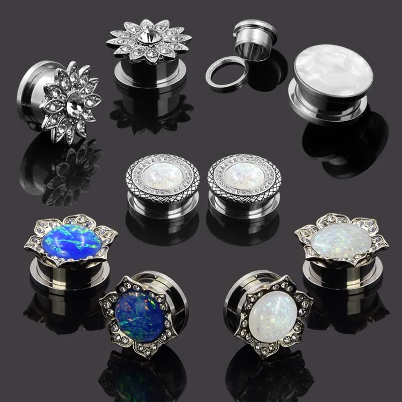 5pairs/lot Stainless Steel Ear Expansions Pierces Stretchers Screwed Flesh Plugs Earlet Tunnel for Women Man Body Piercing J | Украшения и