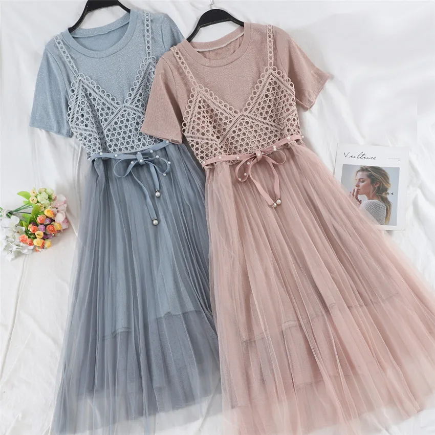 Новинка 2019 модные весенние женские платья с коротким рукавом летнее Сетчатое