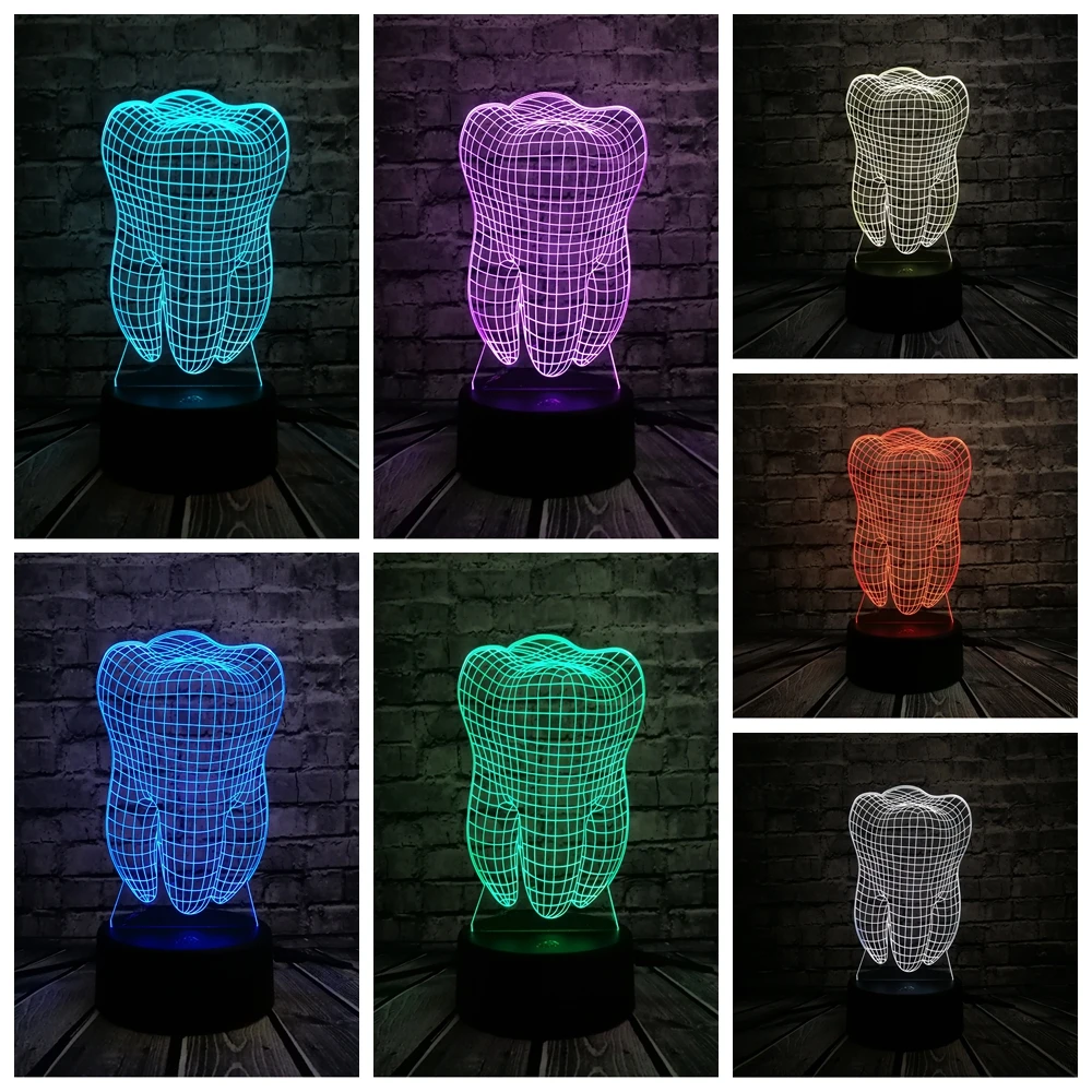 Remote 7 color Крутой 3D зуб зубы светодиодный USB лампа Атмосфера RGB Ночной Светильник Красочные Детские игрушки спальня Настольный светильник в подарок декор - Испускаемый цвет: Remote 7 color