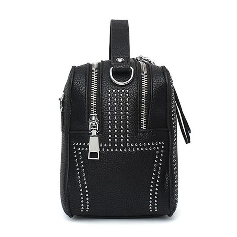 Сумка кросс боди Женская с заклепками модный саквояж на плечо из экокожи сумочка