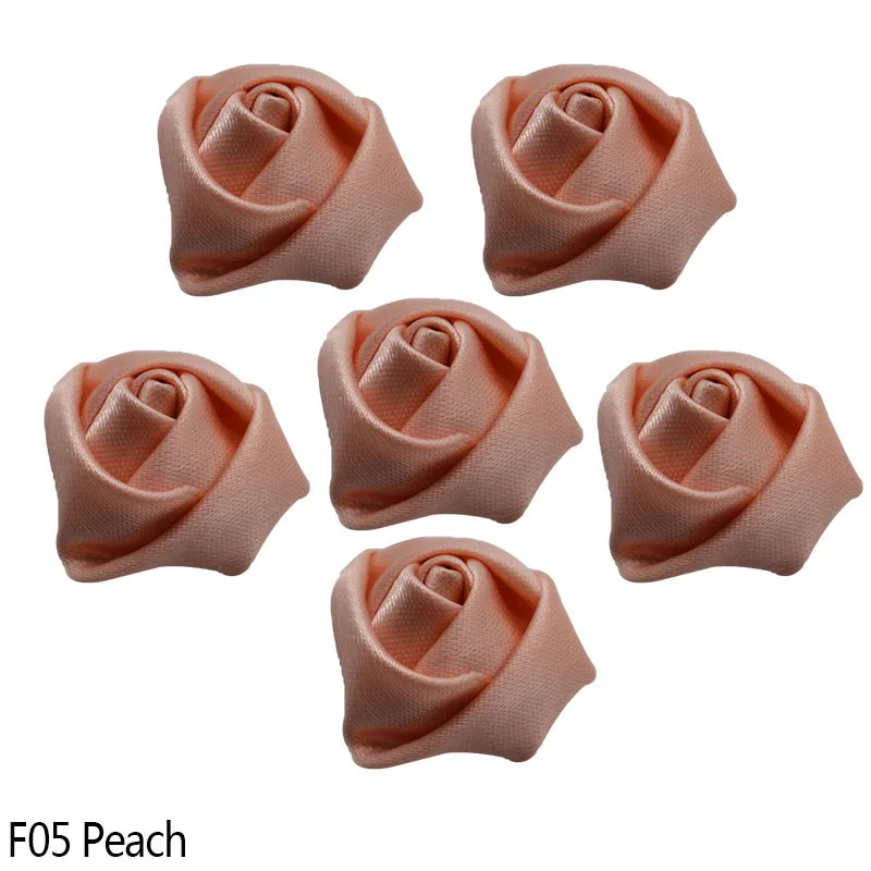 peach 10 шт., 2 см, Мини атласная розовая лента, розочки, тканевый цветок, сделай сам, ручная работа, розы, цветы для дома, свадебные украшения, скрапбукинг, ремесло - Цвет: peach