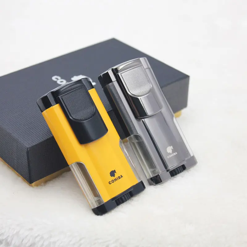 Новое поступление COHIBA зажигалка для сигар 3 струйный фонарь сигарет легче чем газ