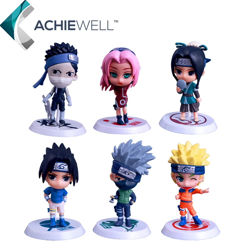 Achiewell 18 Наруто 6 ШТ./КОМПЛ. Действий и Фигура Сакура Саске ПВХ 7 СМ Дети Подарок