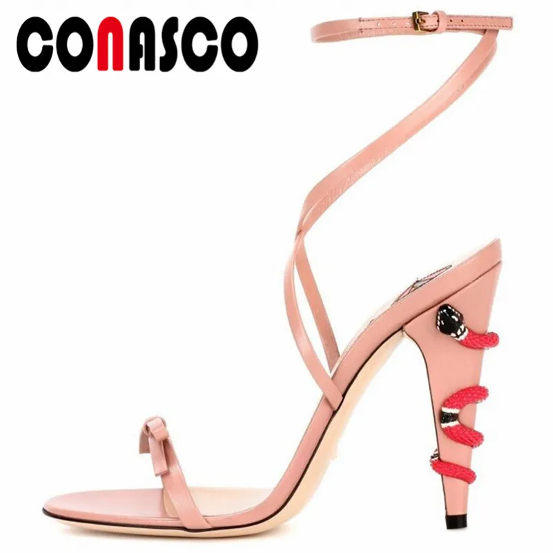 Сандалии CONASCO женские с бантом бабочкой милая обувь из микрофибры для вечеринки