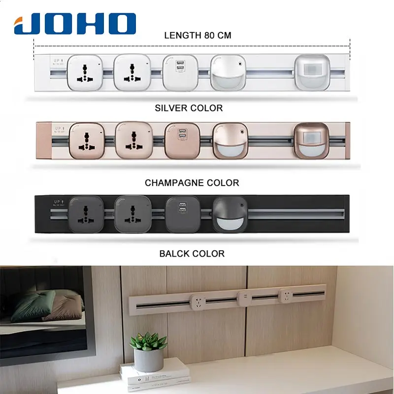 JOHO 80 см Алюминиевая USB настенная розетка Универсальная стандартная домашняя