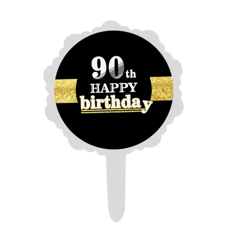 90th 1 шт. 6,5*11,5 см 16 18 21 30 40 50 60 70 80 90th счастливый украшение для именинного торта Юбилей вечерние на день рождения, подарки для детей, игрушки - Цвет: 90th