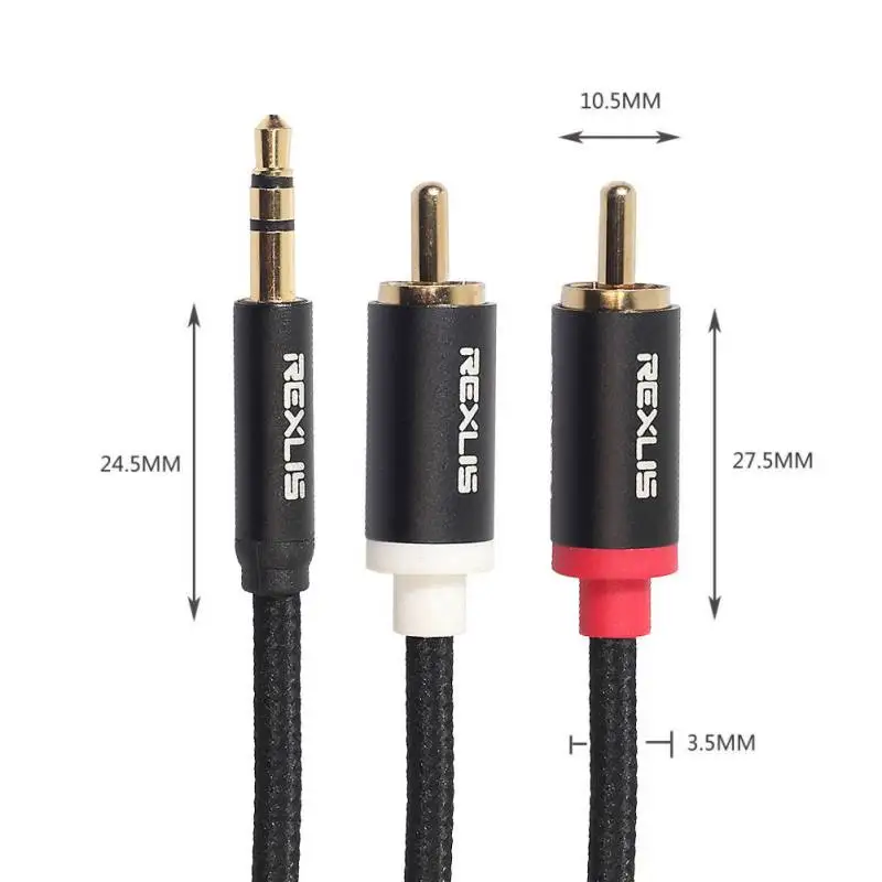 3 5 мм разъем на 2 RCA AUX аудио кабель 0 м 1 10 кабели для мобильного телефона