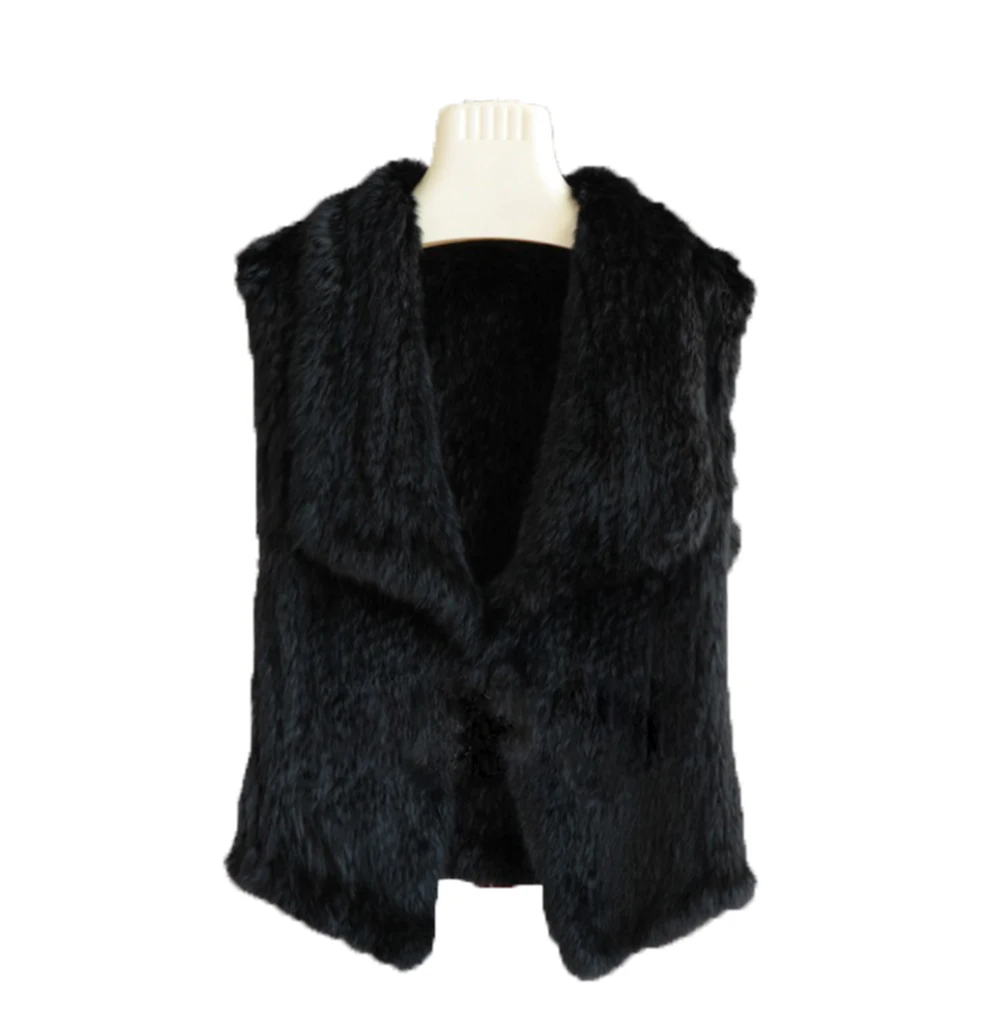 Женский вязаный жилет из натурального кроличьего меха/жилет/модное зимнее