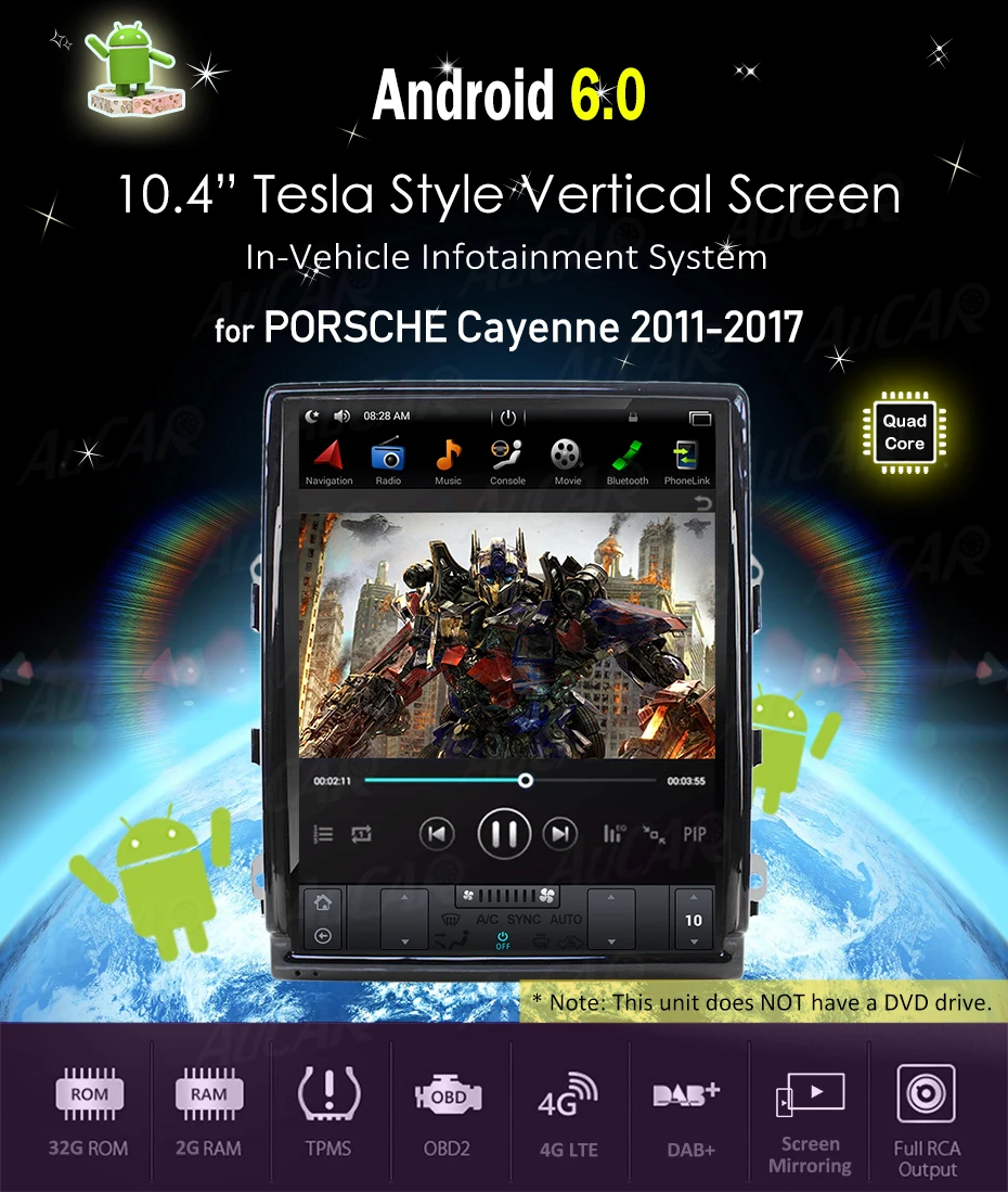 Tesla Стиль 10,4 ''Экран автомобиля радио gps-навигация, dvd-плеер для Porsche Cayenne 2011 2012 2013 Android 6,0