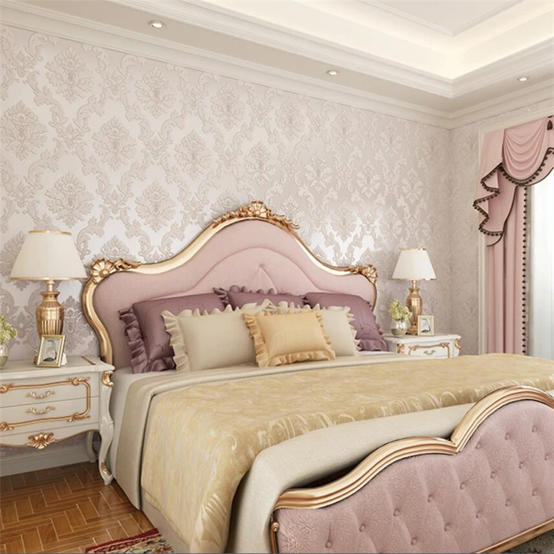 

beibehang non - woven wallpaper European style bedroom TV background wallpaper AB version deep embossed living room wallpaper