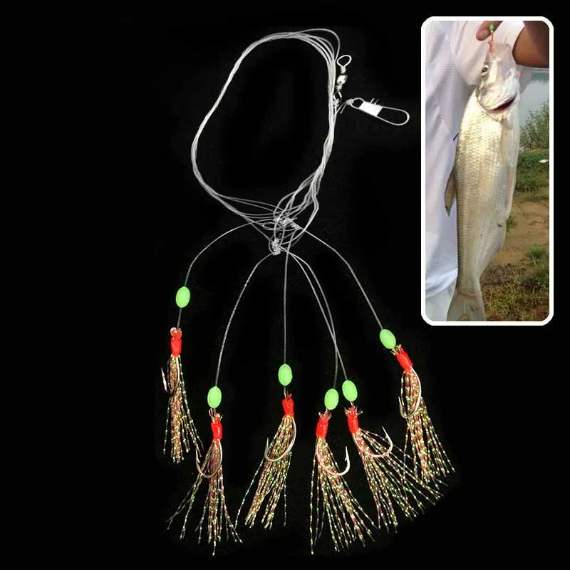 5 шт./лот рыболовные Крючки Sabiki для ловли карпа разноцветные хвостовые крючки