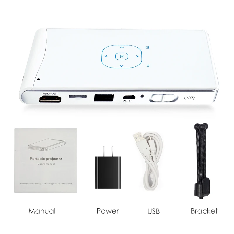 Poner Saund DLP100WM мини-проектор портативный проектор Android встроенный wifi Bluetooth 2000 мАч батарея HDMI поддержка 1080P кинотеатр - Цвет: D100WM-Silver