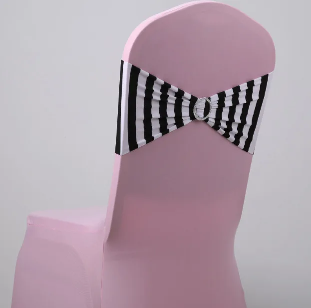 Ленты для свадебных стульев с круглыми пряжками чехлов белые и черные полосатые