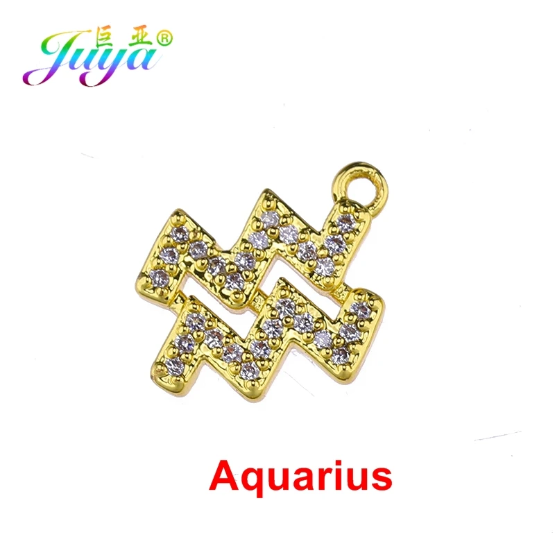 Gold Juya DIY золото/серебро 12 Знак зодиака, Созвездие Подвеска Аксессуары Подвески для женщин браслет ожерелье серьги изготовление ювелирных изделий - Окраска металла: Gold
