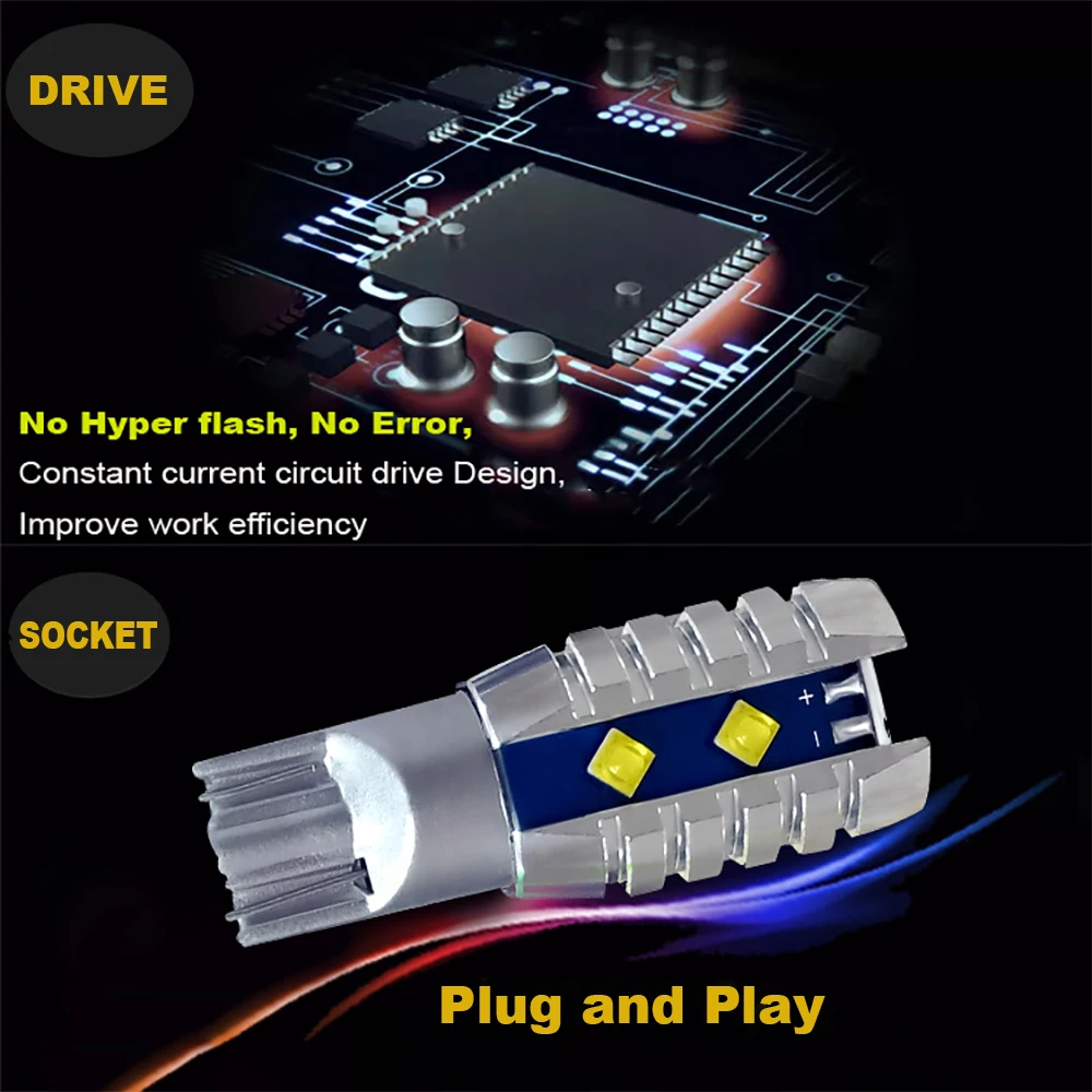 2 шт. T15 W16W 921 912 супер яркий 2400Lm 2525SMD с объективом 12LED CANBUS без ошибок автомобильный