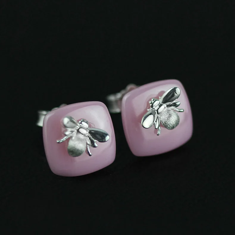 YES женские серебряные керамические серьги в виде милой пчелы 925 пробы хорошее