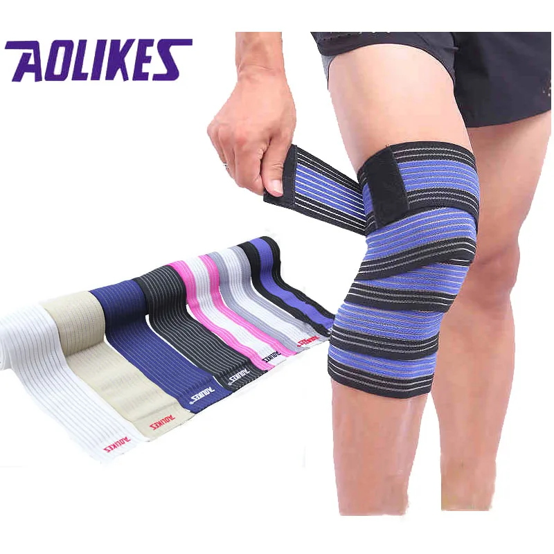 

AOLIKES 1PCS Bandagem Elastica Knee Protector Sport Tape Kinesiologic Elastic Band joelheira vendas deporte
