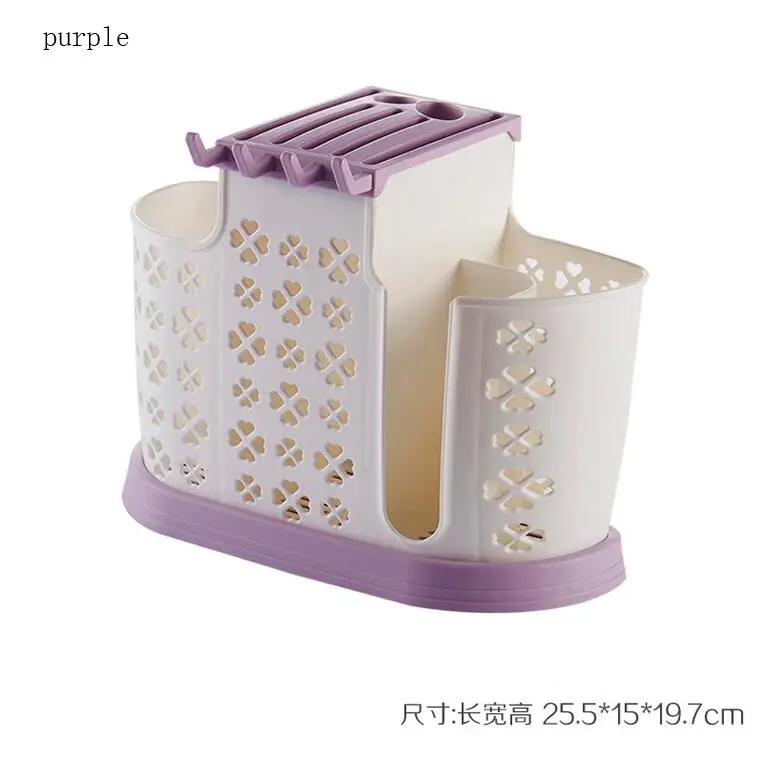 purple Баррель для еды, клетка для еды, многофункциональная кухонная полка, полка для ножей Lek, палочки для еды, клетка, ложка, нож, вилка, стеллаж для хранения LU4186 - Цвет: purple