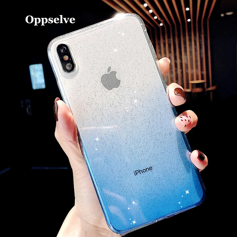 Чехол для Телефона iPhone X Xr Xs Max Ультратонкий Прозрачный чехол с градиентом 8 7 6 6s Plus