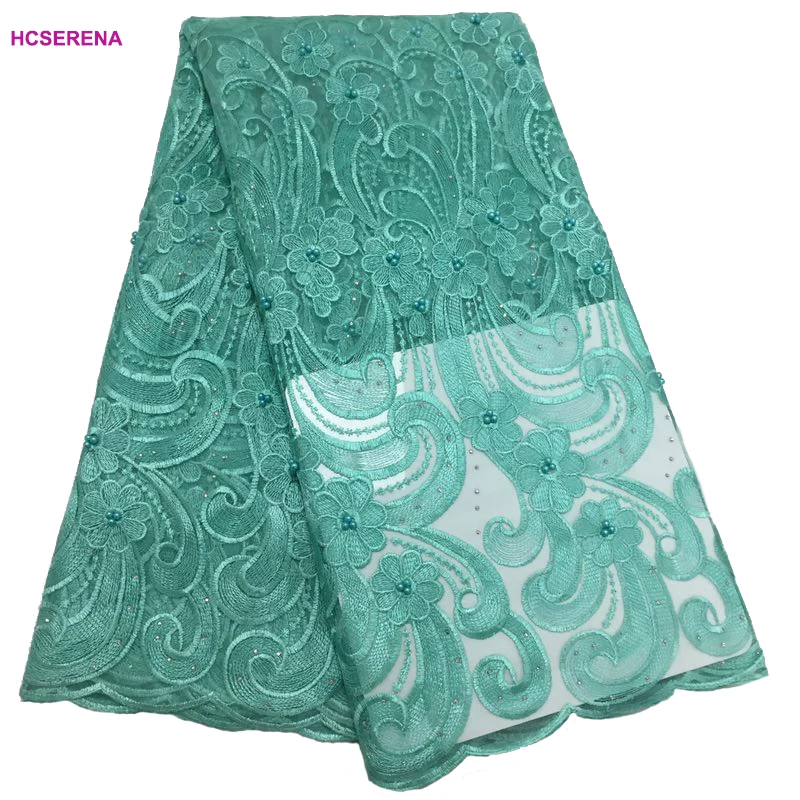 Высококачественная кружевная ткань нигерийское французское кружево с бусинами