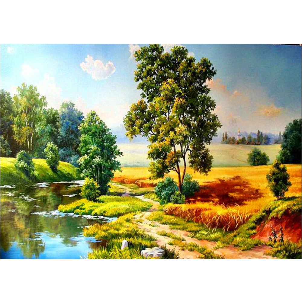 

LI LOYE Diamond Painting Cross Stitch Pastoral scenery Full Rhinestones Mosaic 5D Diamond Embroidery Icon Decor Painting FZ618
