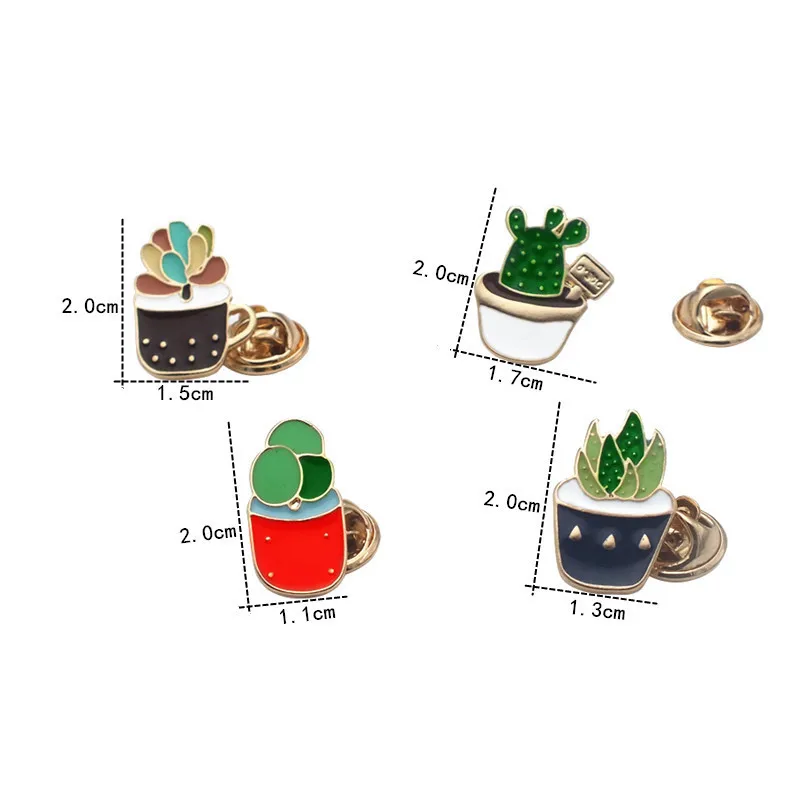 PY мультфильм горшках кактусов металлическая брошь эмаль Булавки Кнопка аниме - Фото №1