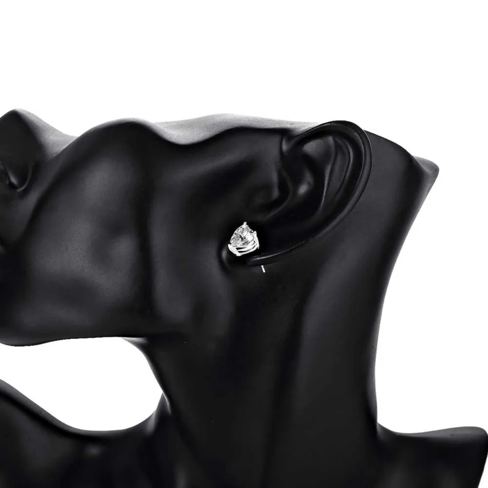 GNIMEGIL Brand Jewelry Women's Clear Cubic Heart Stud Earrings Silver Shape with 9MM White | Украшения и аксессуары