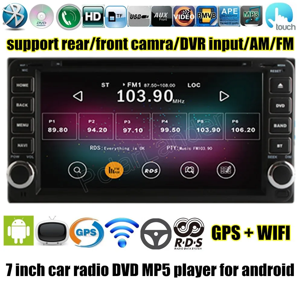 Для Android 4 2 7 дюймов Автомобильный DVD радиоплеер для Toyota Hilux Vios Old Camry Corolla Prado RAV4 2003 2007