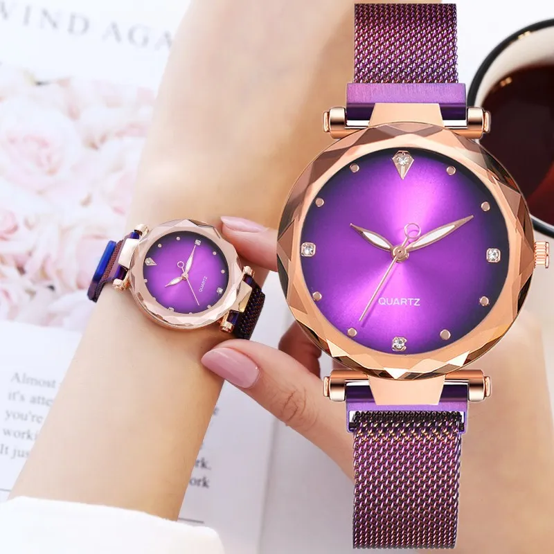 Дропшиппинг женские сетчатые магнитные с пряжкой кошачий глаз циферблат Часы