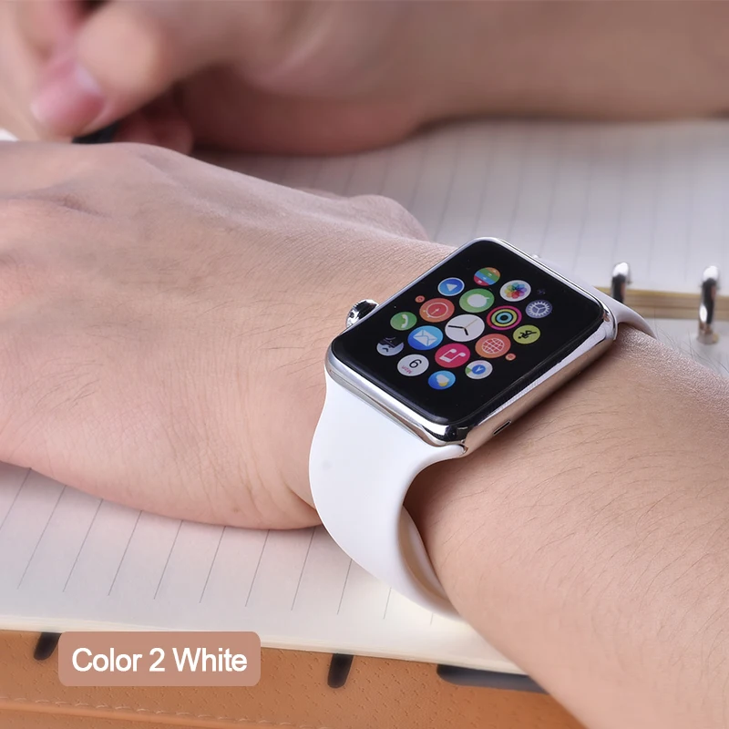 Цветной мягкий силиконовый спортивный ремешок для Apple Watch Series 5 4 3 2 1 38 мм 42 мм резиновый ремешок для часов iWatch 5 4 40 мм 44 мм