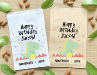 custom dinosaur t rex children birthday popcorn candy buffet lolly bags baby shower bakery cookie desserts gift favors pouches