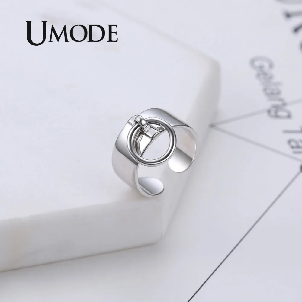 UMODE круглые регулируемые открытые 925 пробы серебряные кольца на палец Подарки для женщин и мужчин аксессуары bijoux en argent 925 ULR0323