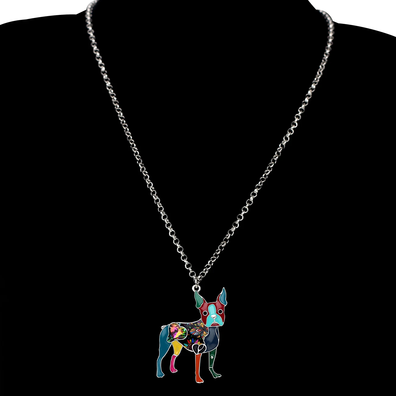 Эмалированный сплав WEVENI стразы Бостон терьер искусственные украшения с