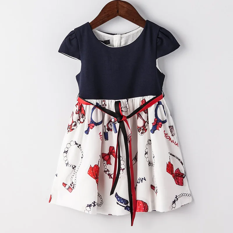 Летнее платье для девочек с цветочным принтом трапециевидной формы детское