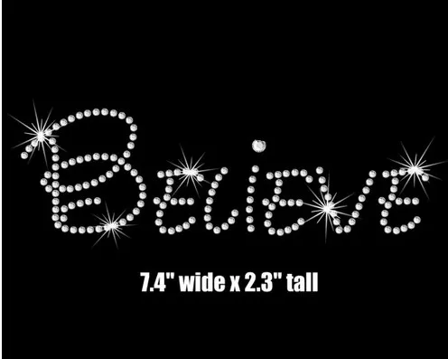 

2pc/lot Believe hot fix rhinestone transfer motifs iron on crystal transfers design rhinestones fix patches for bag shoes